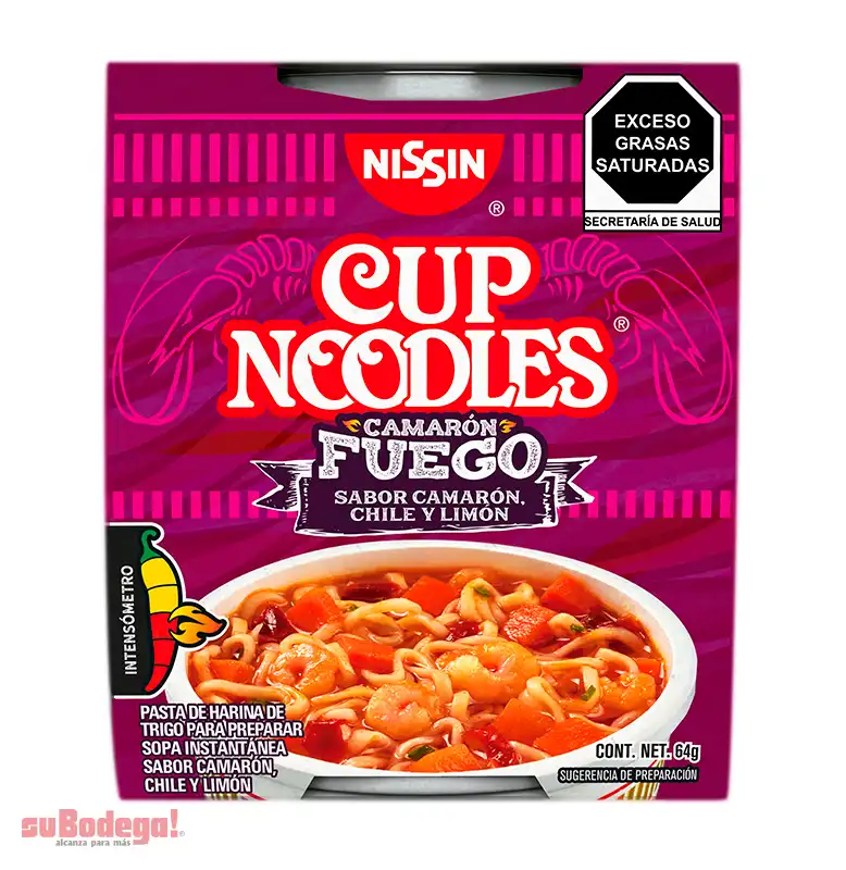 Sopa Nissin Camarón Fuego 64 gr.
