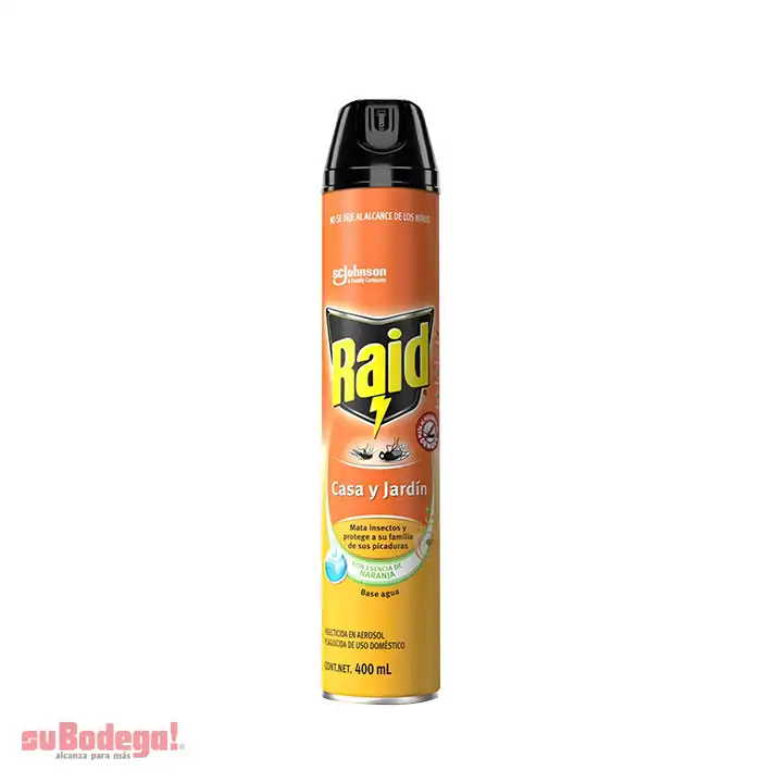 Insecticida Raid Casa y Jardín Naranja Aerosol 400 ml.