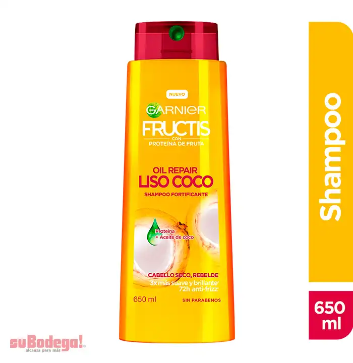 Shampoo Garnier Fructis Liso Coco 650 ml.