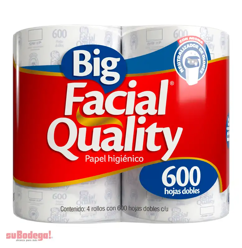 Papel Higiénico Big Facial Quality 600 H.D. 4 Rollos