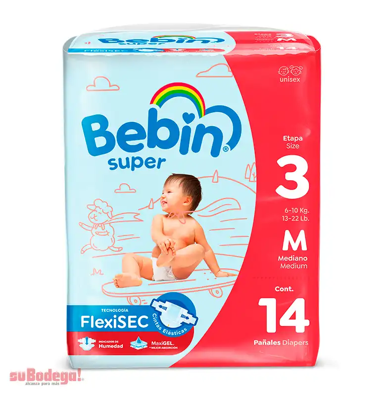 Pañal Bebín Súper Mediano 14 pz.