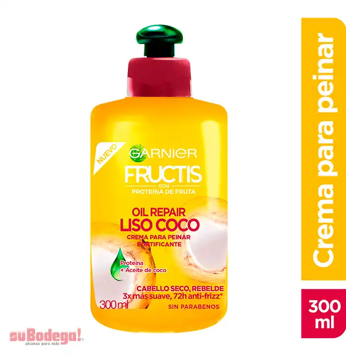 Crema para Peinar Fructis Liso Coco 300 ml.