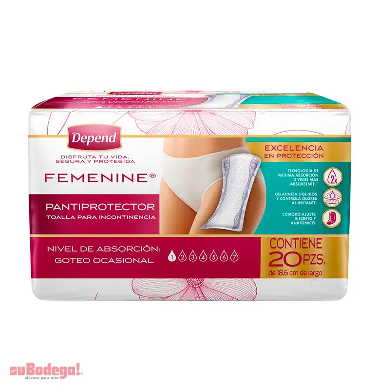 Toalla Sanitaria Depend Femenine Panty 20 pz.