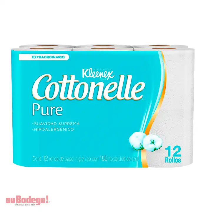 Papel Higiénico Kleenex Cottonelle Pure 180 H.D. 12 Rollos