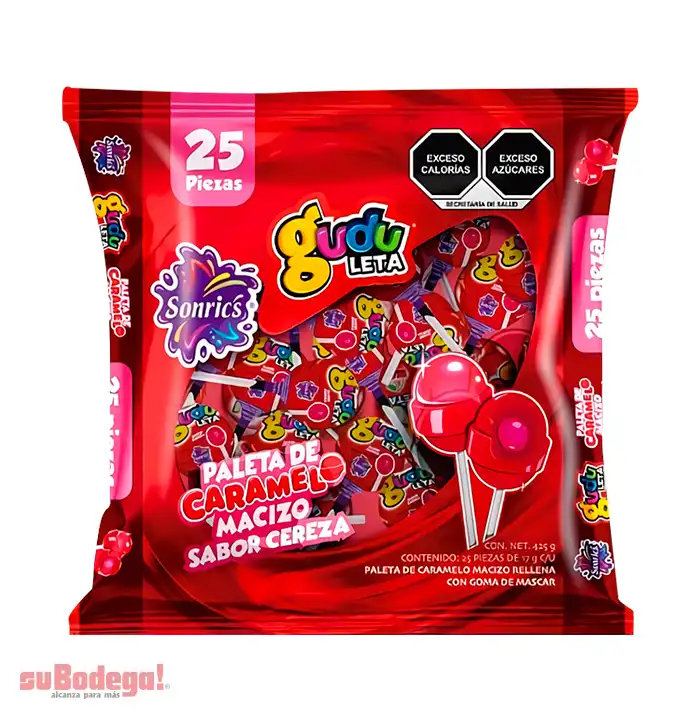 Paleta Sonrics Guduleta Cereza 25 pz.