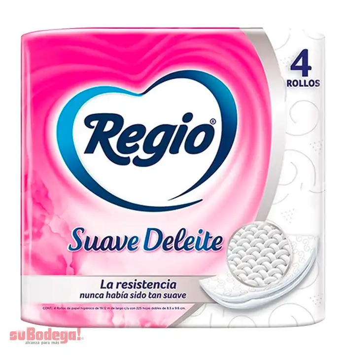 Papel Higiénico Regio Suave Deleite 225 H.D. 4 Rollos