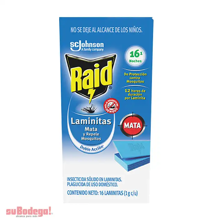 Insecticida Raid Laminitas Mata y Repele 16 pz.