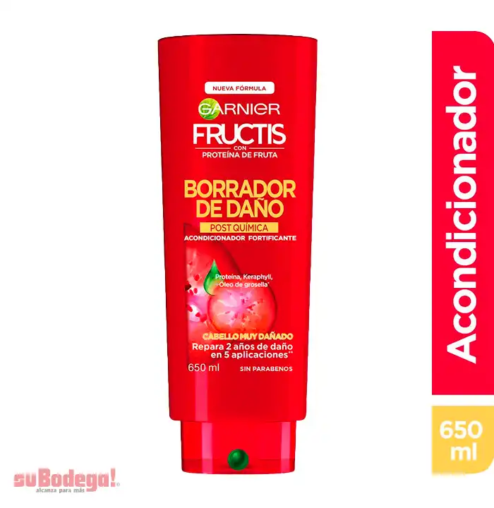 Acondicionador Garnier Fructis Borrador de Daño Pq 650 ml.