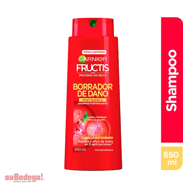 Shampoo Garnier Fructis Borrador de Daño Pq 650 ml.