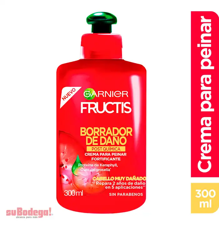 Crema para Peinar Fructis Borrador Daño Pq 300 ml.