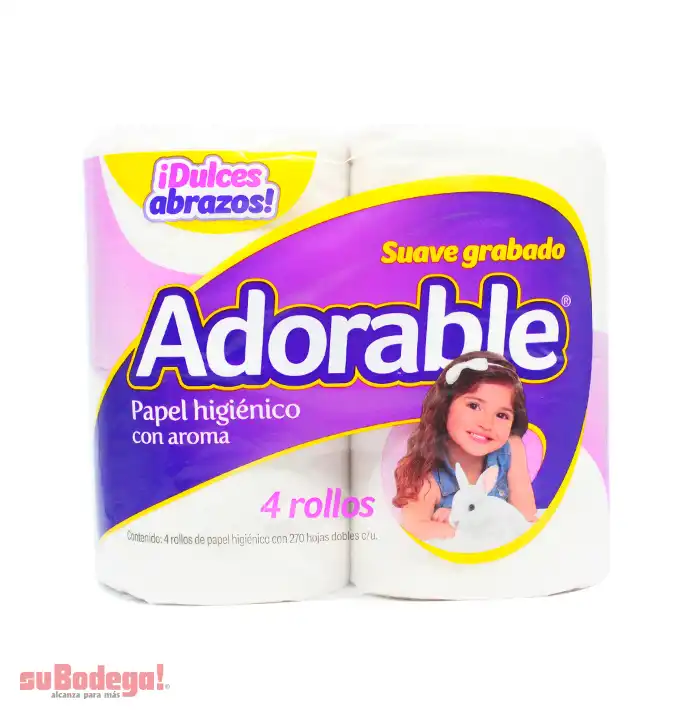 Papel Higiénico Adorable 270 H.D. 4 Rollos