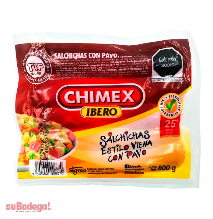 Salchicha Viena Chimex Ibero 800 gr.