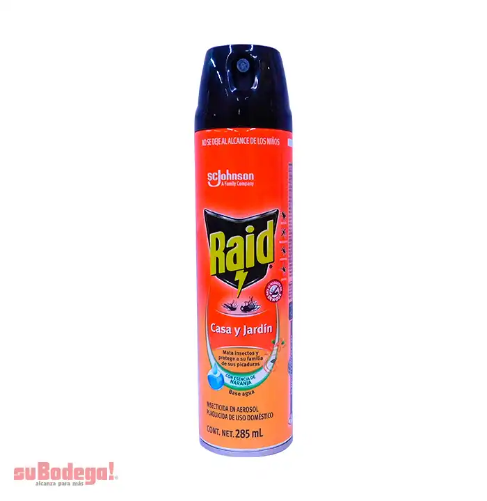 Insecticida Raid Casa y Jardín Naranja Aerosol 285 ml.