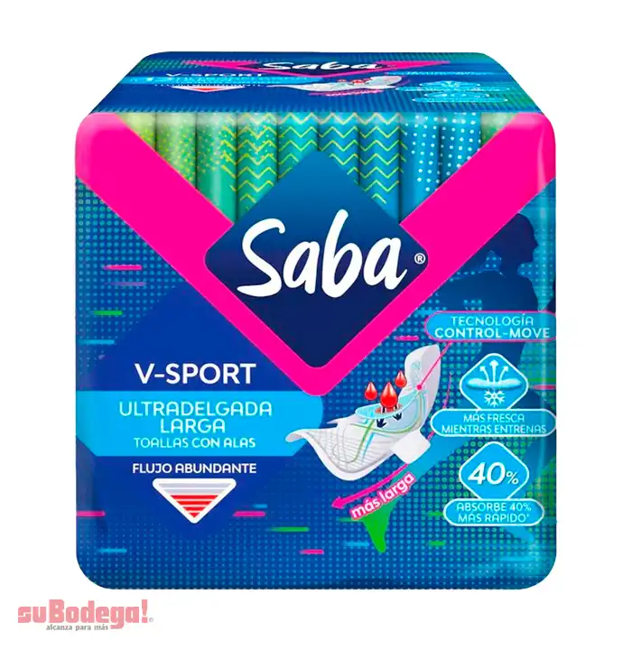 Toalla Sanitaria Saba Sport Ultra Delgada con Alas 10 pz.