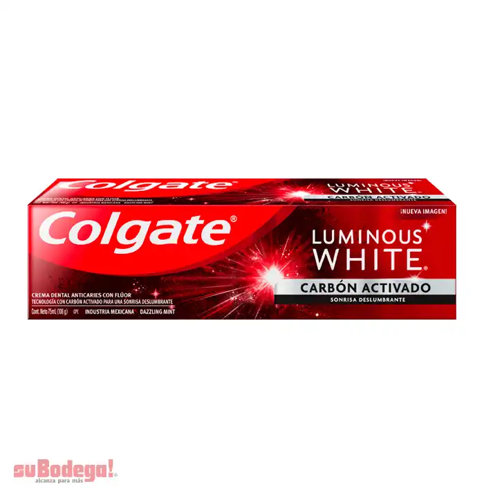 Crema Dental Colgate Luminous White Carbón Activado 75 ml.