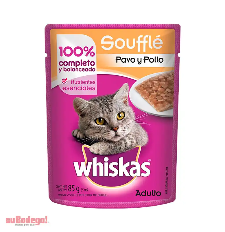 Alimento Whiskas Soufflé Pollo y Pavo Adulto 85 gr.