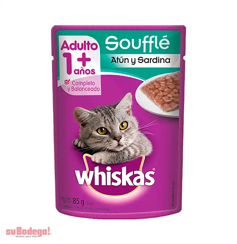 Alimento Whiskas Soufflé Atún y Sardina Adulto 85 gr.