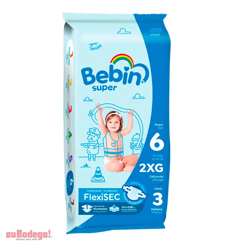 Pañal Bebín Súper XXG 3 pz.