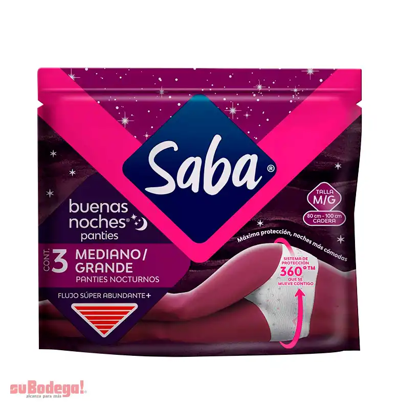 Panties Saba Buenas Noches Nocturnos Chica-Mediana 3 pz.