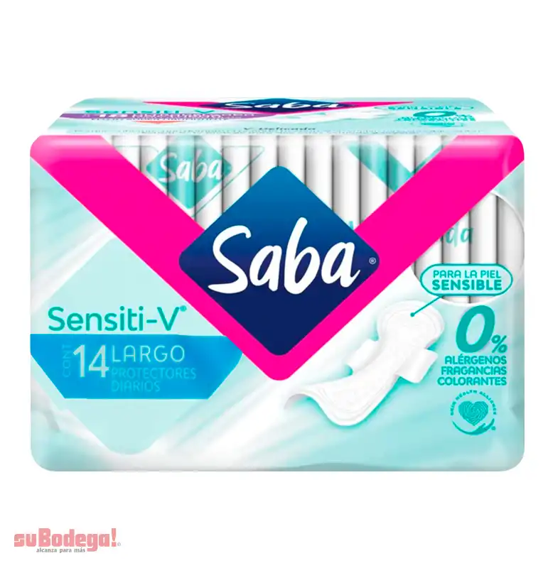 Toalla Panty Protector Saba Sensiti-V Largo 14 pz.