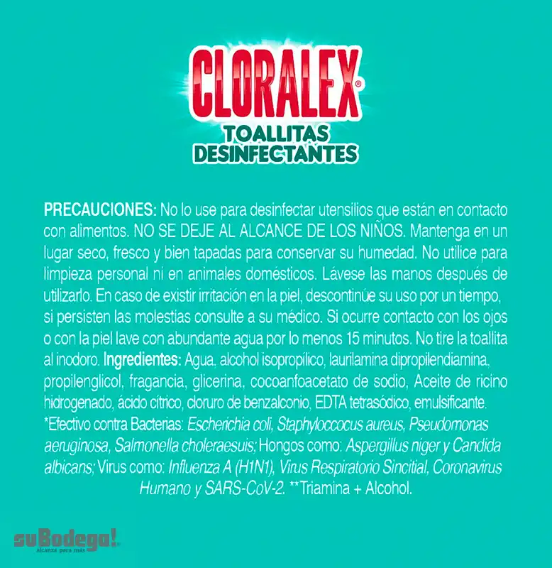 Toallitas Desinfectantes Cloralex 48 pz.