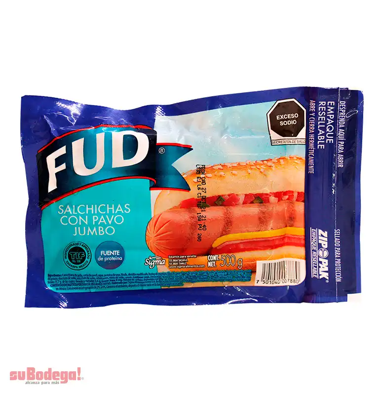 Salchicha de Pavo Fud Jumbo 500 gr.