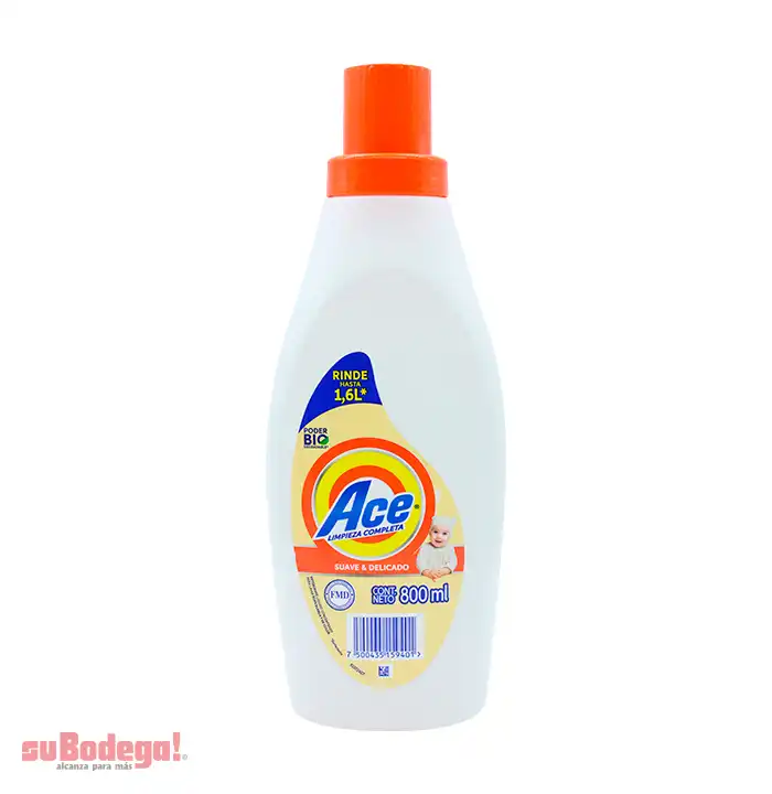 Detergente Ace Suave y Delicado Líquido 800 ml.