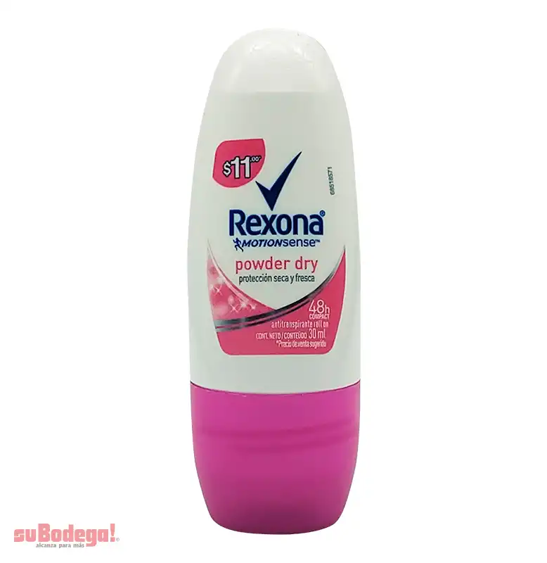 Desodorante Rexona Powder Mujer Roll On Mini 30 ml.