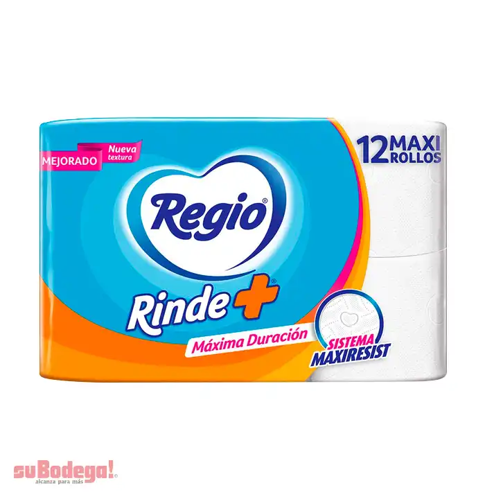 Papel Higienico Regio Rinde Más 300 H.D. 12 Rollos.