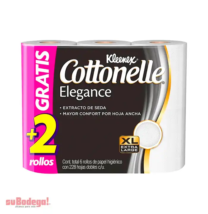 Papel Higienico Kleenex Cottonelle Elegance 228 H.D. 4 + 2