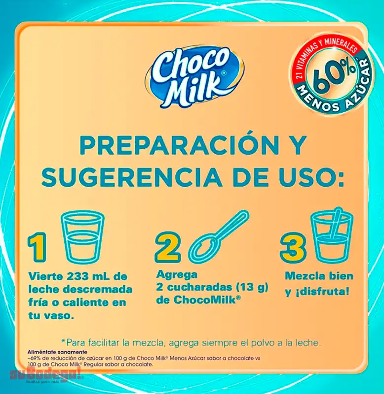 Choco Milk 60% Menos Azúcar Bolsa 280 gr. | suBodega! alcanza para más