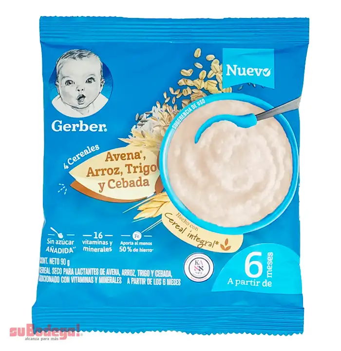 Gerber Cereal 4 Cereales Etapa 2 Integral Econopack 90 gr.