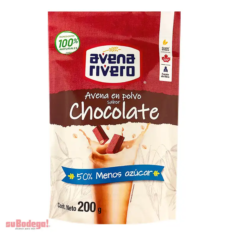 Avena Rivero Instantánea Chocolate 50% Menos Azúcar 200 gr.