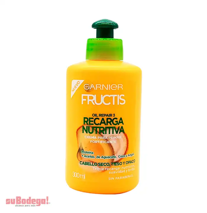 Crema para Peinar Fructis Recarga Nutritiva 300 ml.