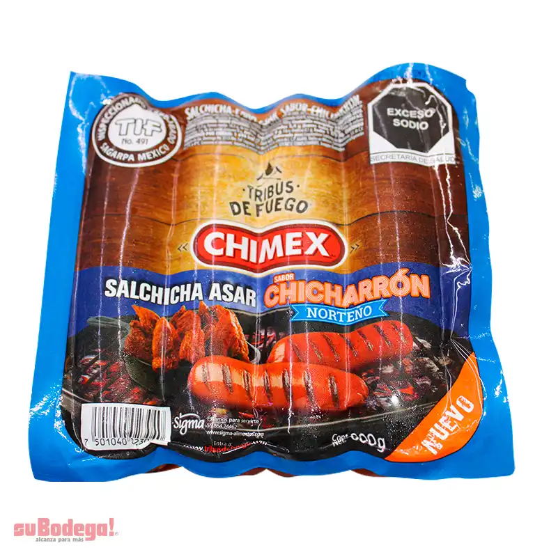 Salchicha para Asar Chimex Sabor Chicharrón 800 gr.  