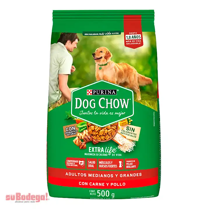 Dog Chow Alimento seco perros adultos medianos y grandes, bulto 500 g