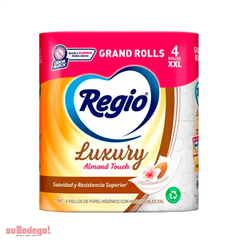 Papel Higiénico Regio Luxury Almond 180 HD 4 Rollos.