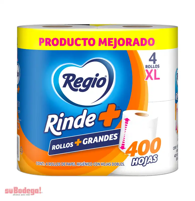 Papel Higiénico Regio Rinde Mas 400 H. 4 Rollos