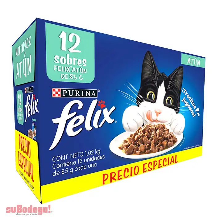 Felix Alimento húmedo para gatos adultos atún, 12 pouches 85 g