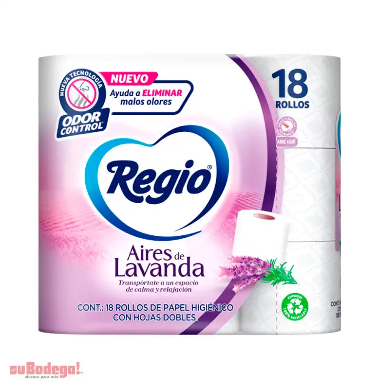 Papel Higiénico Regio Aires de Lavanda 230 HD 18 rollos