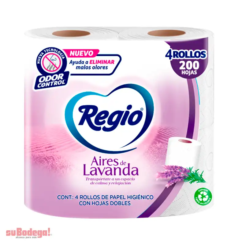 Papel Higiénico Regio Aires de Lavanda 200 HD 4 rollos