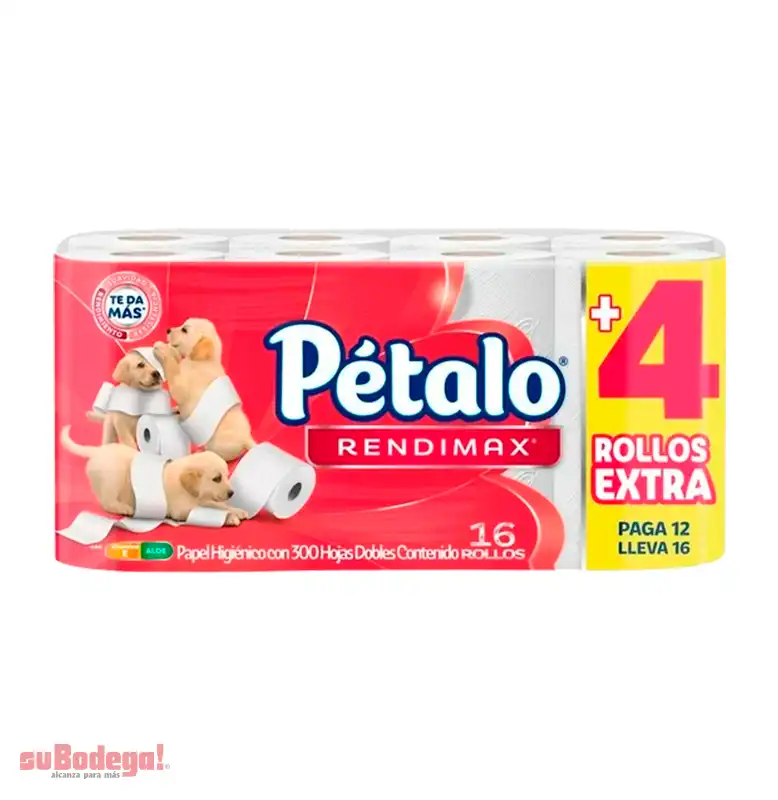 Papel Higiénuco Pétalo Rendimax 300 HD 12 + 4 rollos