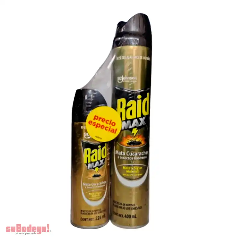 Insecticida Raid Max Aerosol 400 ML +  Raid 226 ML.