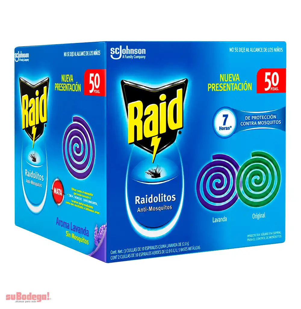 Insecticida Raidolitos Original y Lavanda 50 PZ.