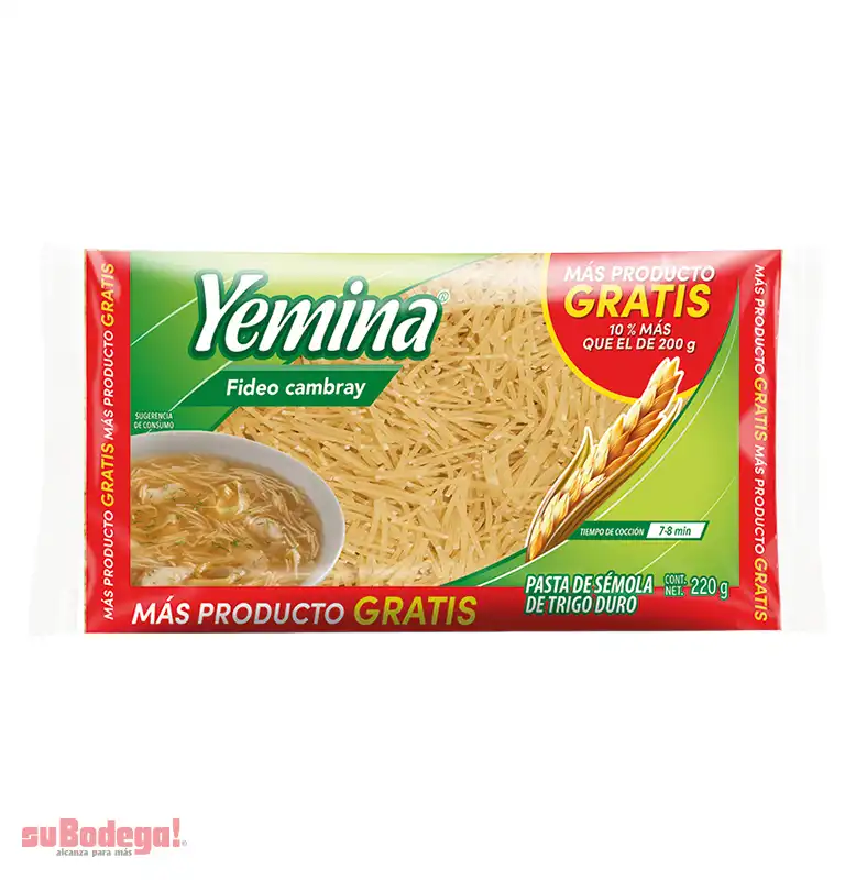 Pasta Yemina Fideo Cambray Mas Producto 220 GR.
