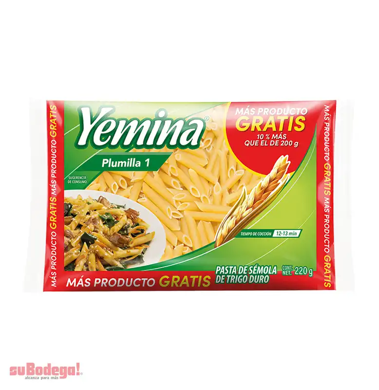 Pasta Yemina Plumilla NO.1 Mas Producto 220 GR.