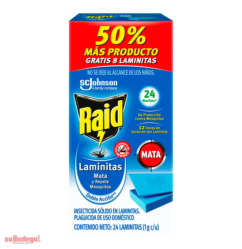 Insecticida Raid Laminitas Mata y Repelente 24 PZ.