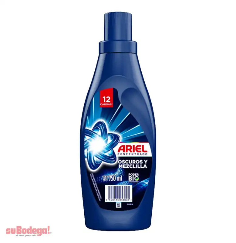 Detergente Ariel Liquido Obscuros y Mezclilla 750 ML.