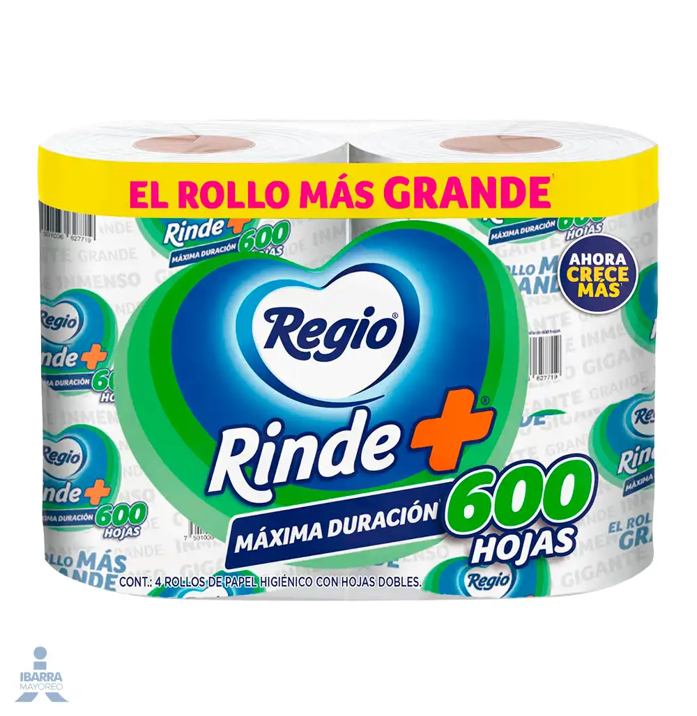 Papel Higienico Regio Rinde Mas 600 H.D.4 Rollos