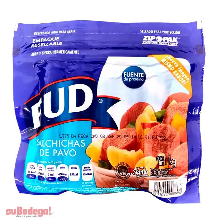 Salchicha de Pavo Fud 1 kg.
